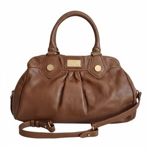 Robert Dice Cognac Leather Satchel with Crossbody Strap